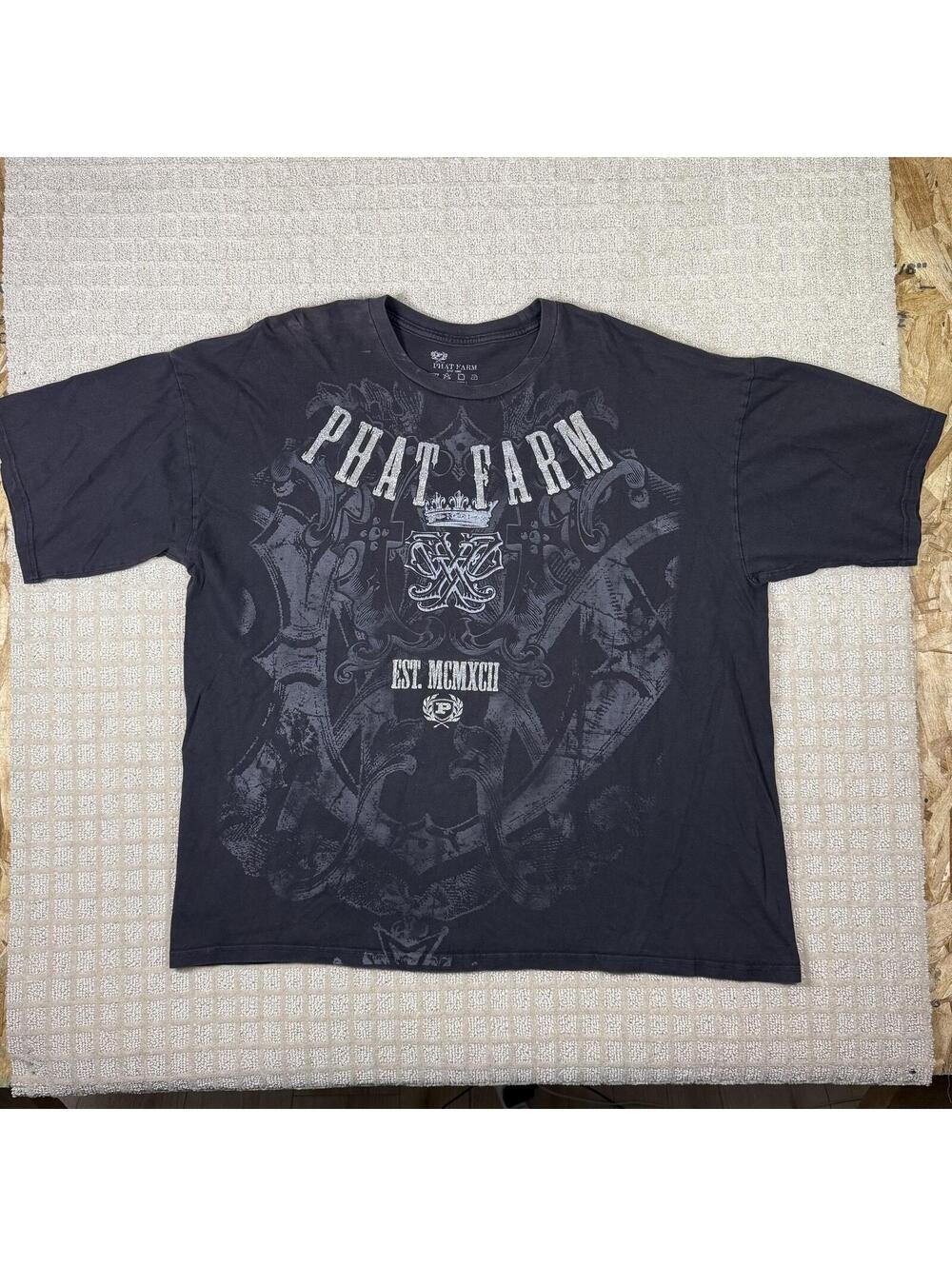 Y2K Phat Farm Graphic T Shirt Black Size 2XL